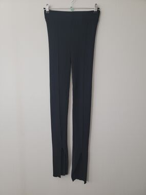 Mango Black Straight-Leg Split Hem Pants